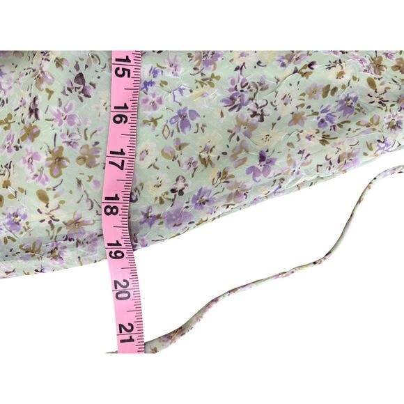 Vtg 90s City Triangles Floral Dress Green Purple Chiffon Cottagecore Fairy Sz S - Picture 10 of 13